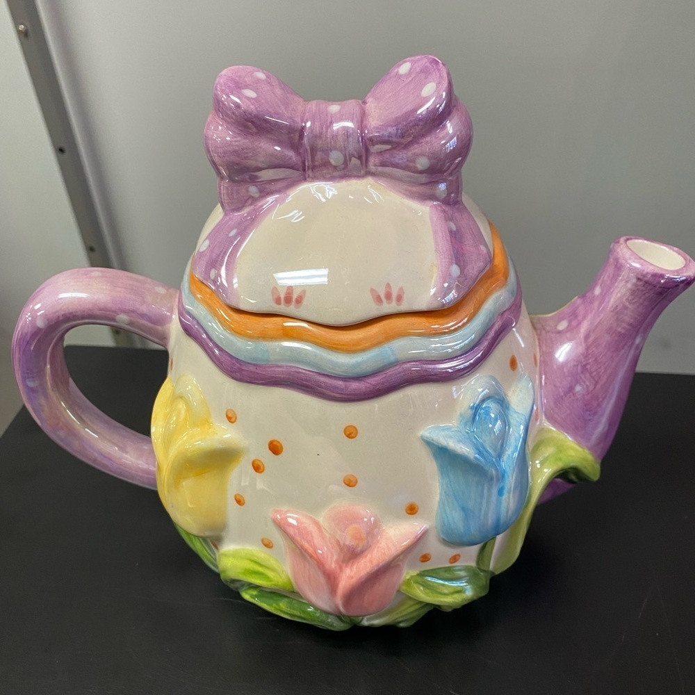 Vintage Baum Bros Easter Floral Lustrous Collection Decorative Tea Pot
